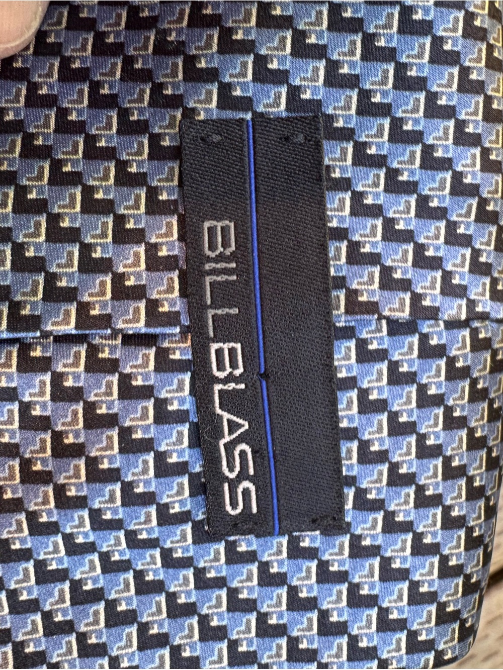 bill blass Blue and Gray Micro-Check Silk Tie - Picture 3 of 4